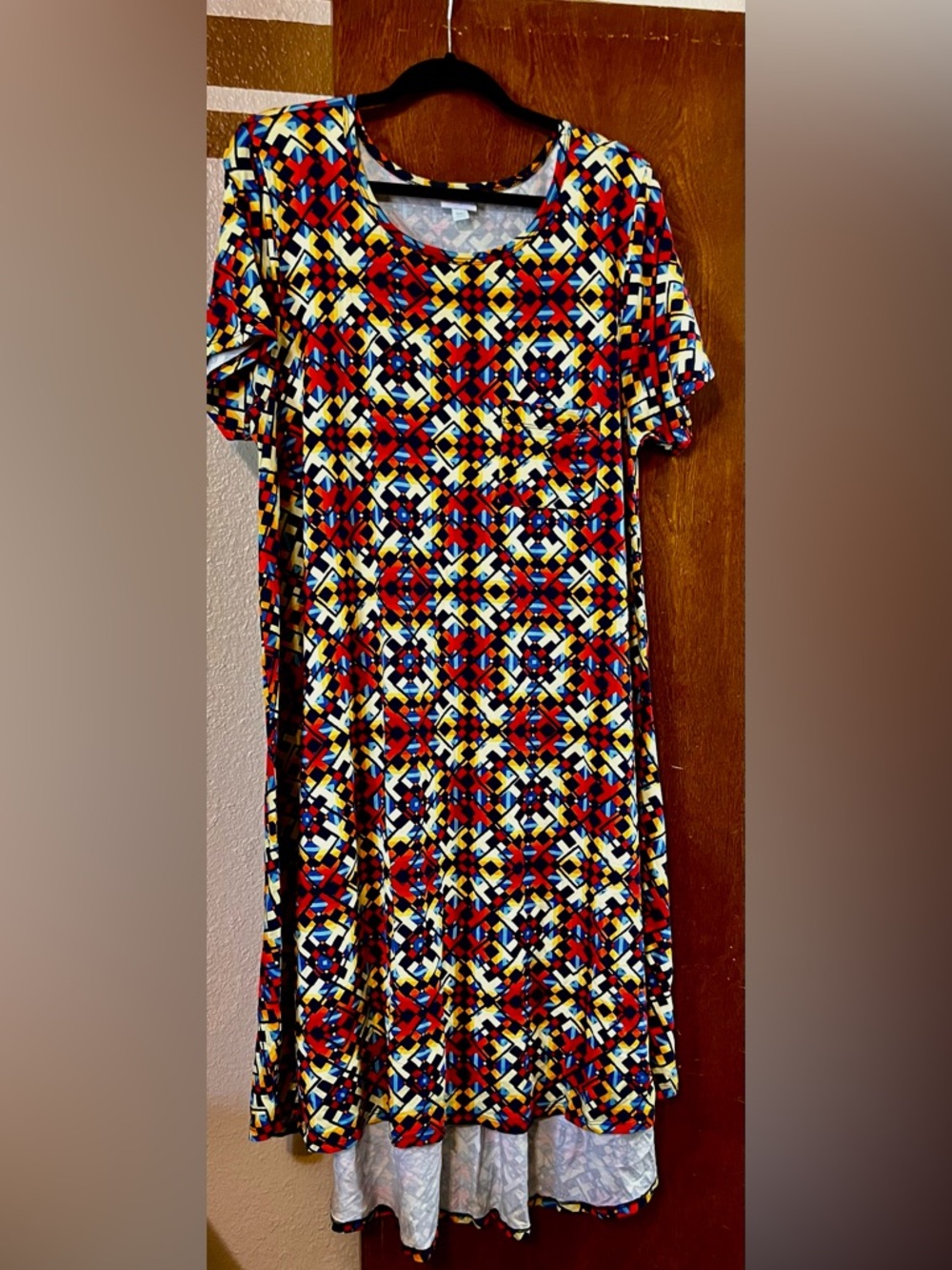 LuLaRoe Carly Multicolor Geometric Print Dress